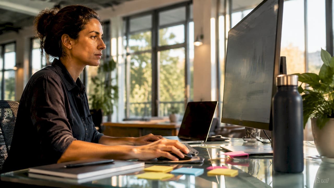 Scientist analyzing data preprocessing on computer