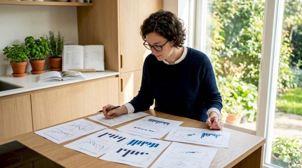 Scientist reviewing statistical mixture data
