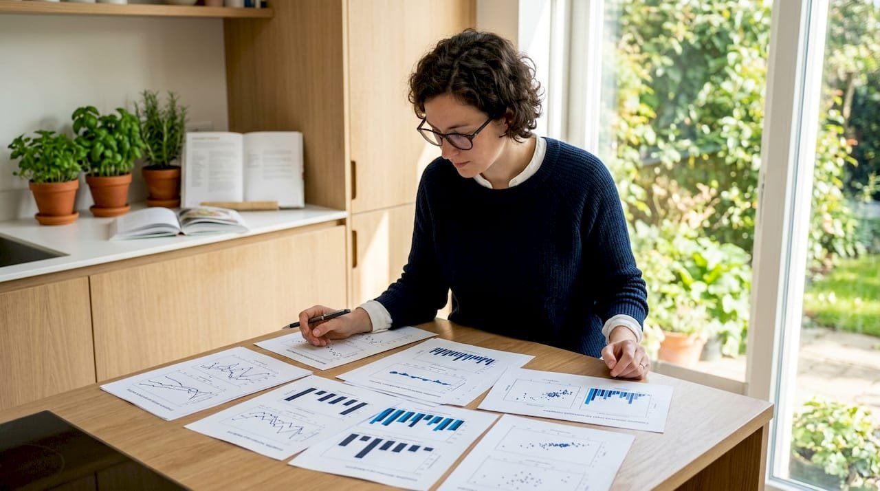 Scientist reviewing statistical mixture data